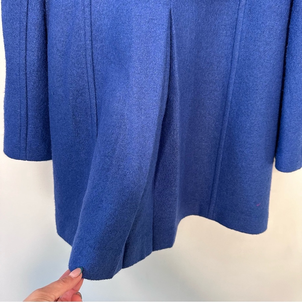 Lands’ End | Royal Blue Boiled Wool Button Down Winter Dress Coat Size 4P - Picture 7 of 9